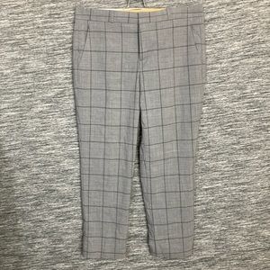 Banana Republic Women’s Grey Black Checkered Plaid Pants Mid Rise Slim Fit
